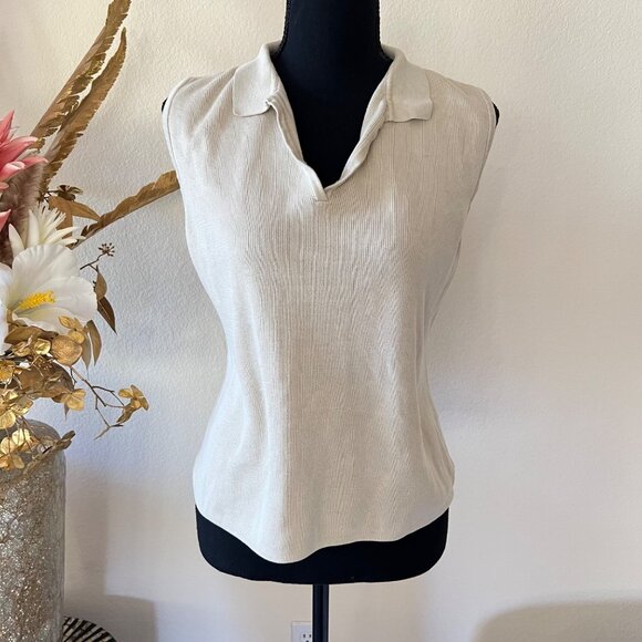 Tommy Bahama Silk & Cotton Beige Cream Relaxed Fit Stretch Collared Vest NWOT - Picture 1 of 8